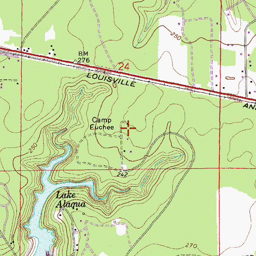 Topographic Map of Camp Euchee, FL