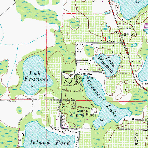 Topographic Map of Camp Keystone, FL