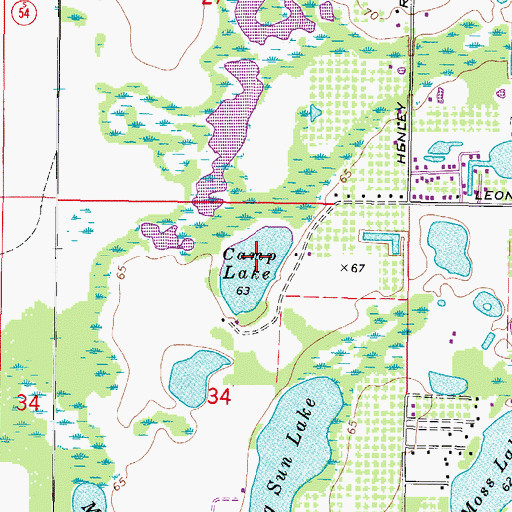Topographic Map of Camp Lake, FL