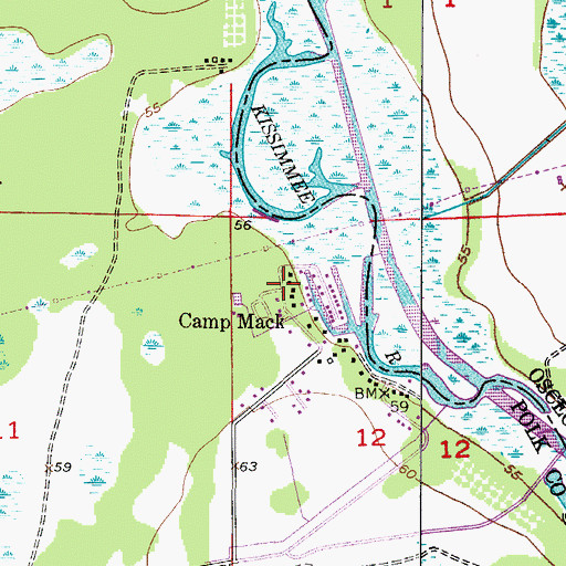 Topographic Map of Camp Mack, FL