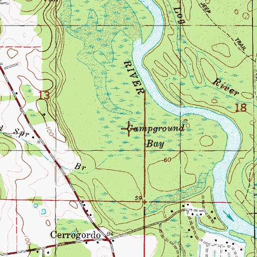 Topographic Map of Campground Bay, FL