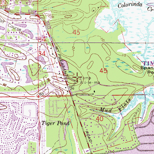 Topographic Map of Camp Wil-le-ma, FL