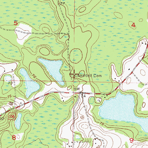 Topographic Map of Campbell Cemetery, FL