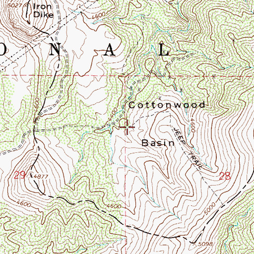 Topographic Map of Cottonwood Basin, AZ