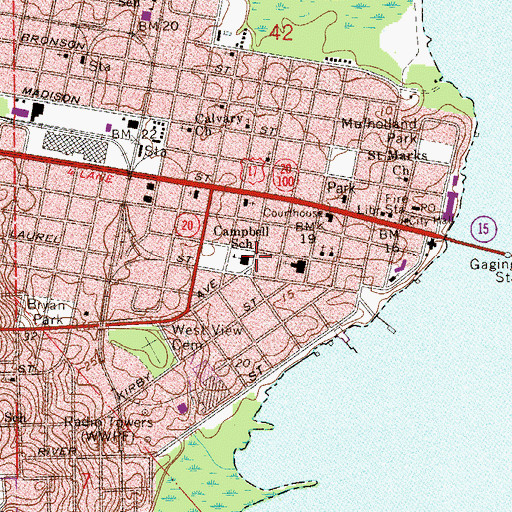 Topographic Map of Campbell School, FL