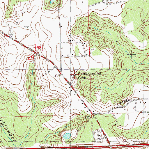 Topographic Map of Campground Cemetery, FL