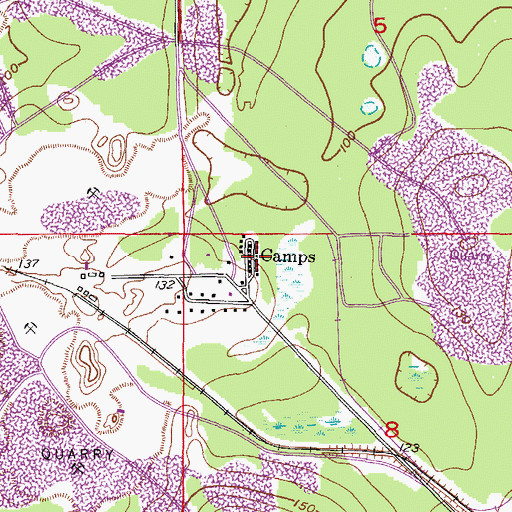 Topographic Map of Camps, FL