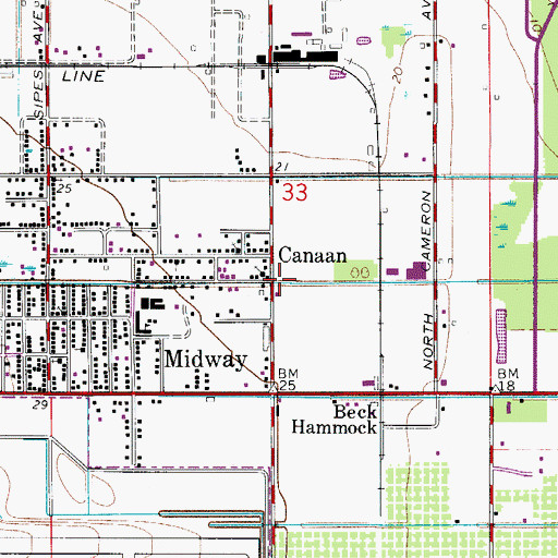 Topographic Map of Canaan, FL