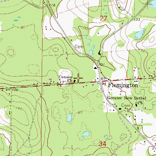Topographic Map of Canaan Missionary Baptist Church, FL