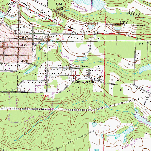 Topographic Map of Canaan Church, FL