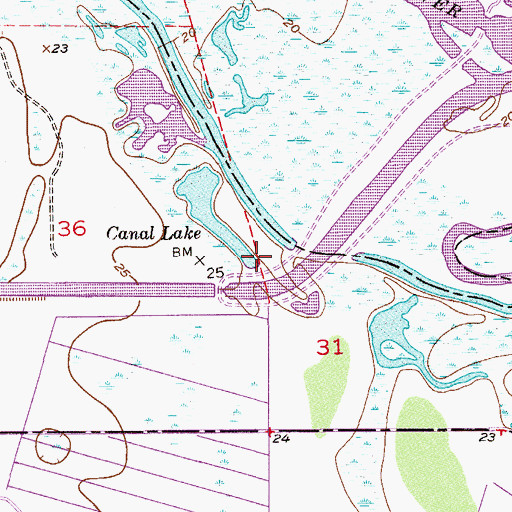 Topographic Map of Canal Lake, FL