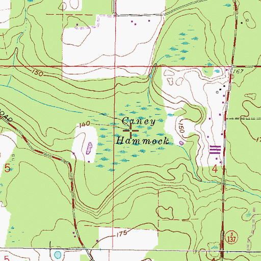 Topographic Map of Caney Hammock, FL