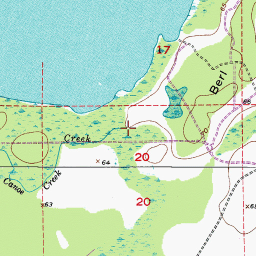 Topographic Map of Canoe Creek, FL