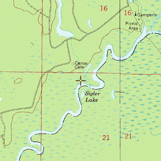 Topographic Map of Canoe Creek, FL