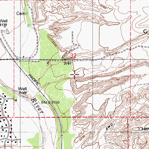 Topographic Map of Cottonwood Canyon, AZ