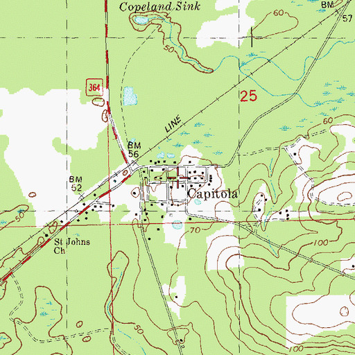 Topographic Map of Capitola, FL
