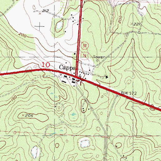 Topographic Map of Capps, FL