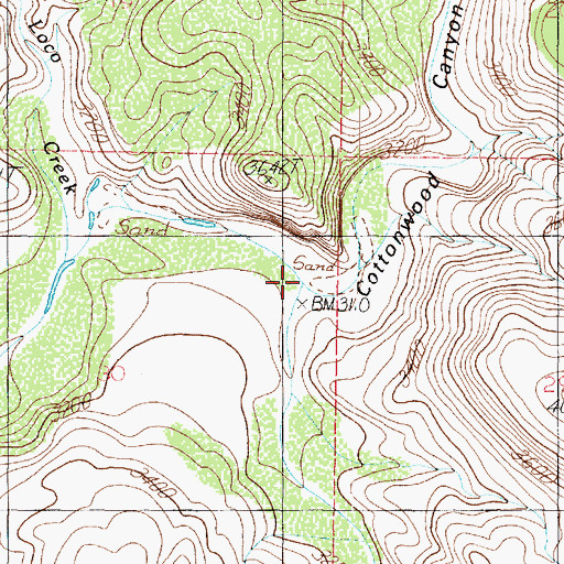 Topographic Map of Cottonwood Canyon, AZ