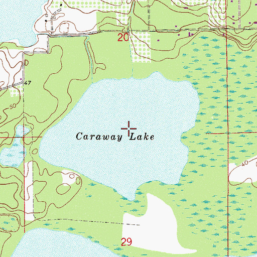 Topographic Map of Caraway Lake, FL