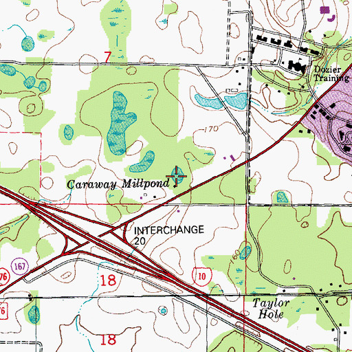 Topographic Map of Caraway Mill Pond, FL