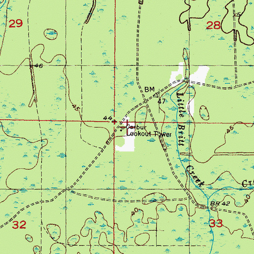Topographic Map of Carbur Lookout Tower, FL