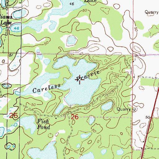 Topographic Map of Careless Prairie, FL