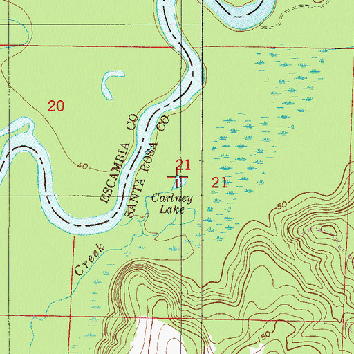 Topographic Map of Carlney Lake, FL