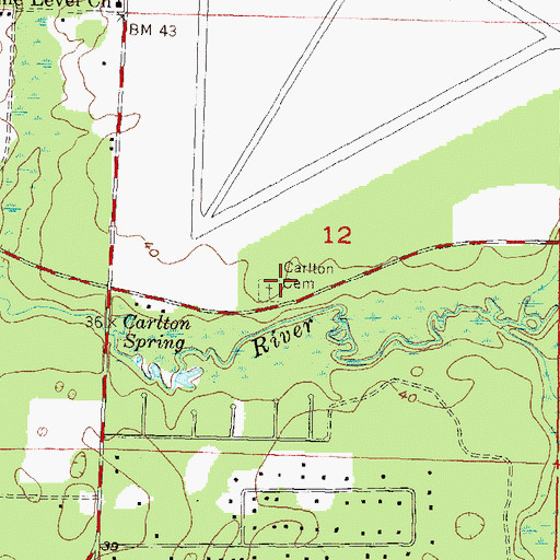 Topographic Map of Carlton Cemetery, FL