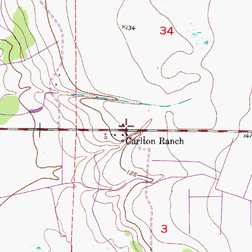 Topographic Map of Carlton Ranch, FL
