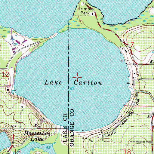 Topographic Map of Lake Carlton, FL