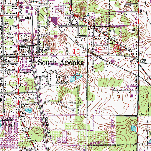 Topographic Map of Carp Lake, FL