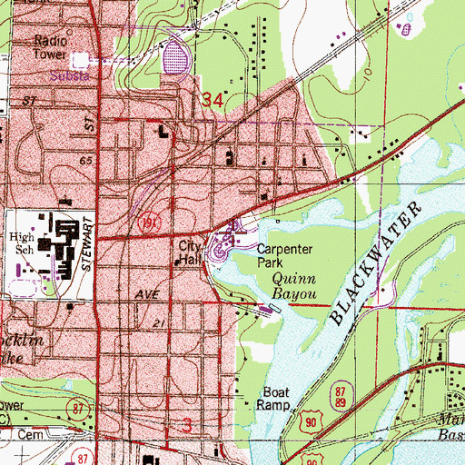 Topographic Map of Carpenter Park, FL