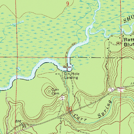 Topographic Map of Carr Spring Branch, FL