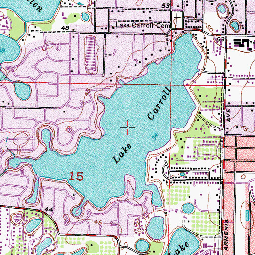 Topographic Map of Lake Carroll, FL