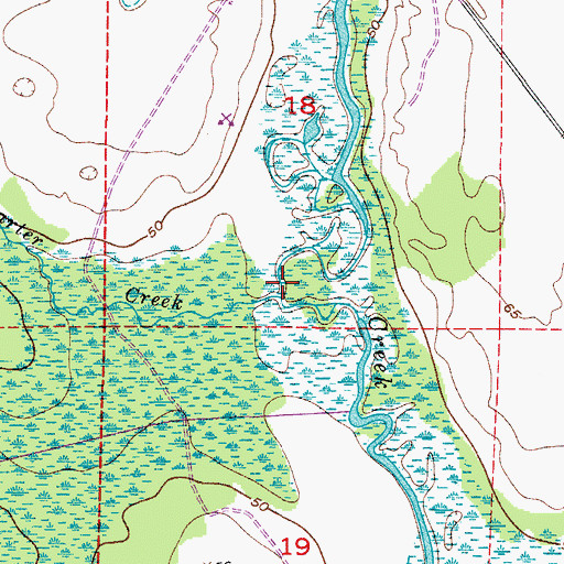 Topographic Map of Carter Creek, FL