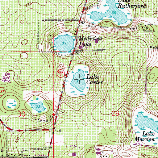 Topographic Map of Lake Carter, FL