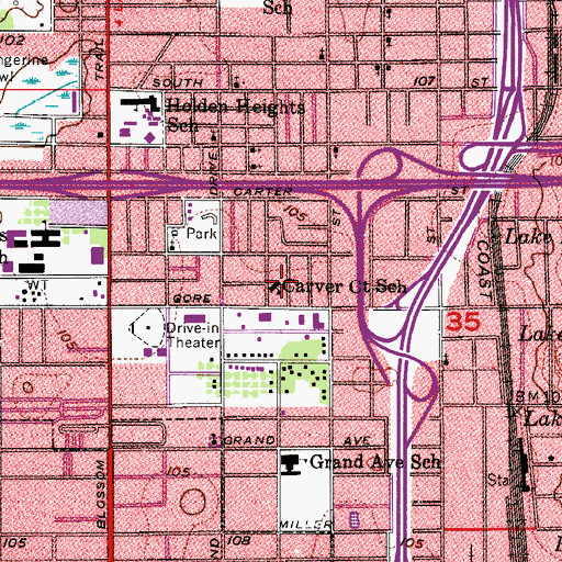 Topographic Map of Carver Court School, FL