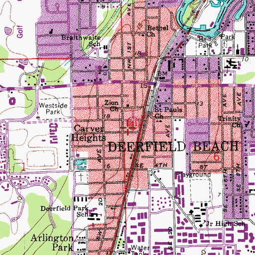 Topographic Map of Carver Heights, FL