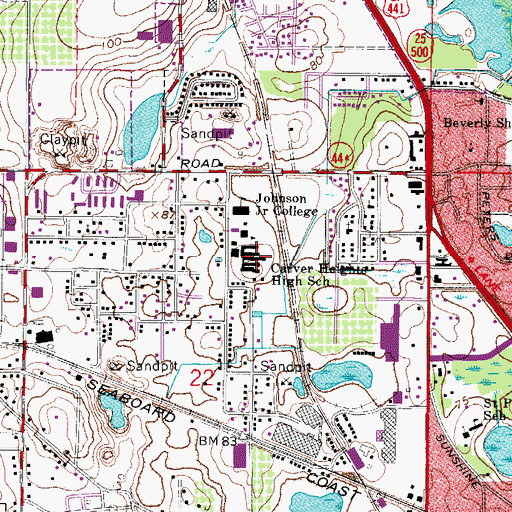 Topographic Map of Carver Heights High School (historical), FL