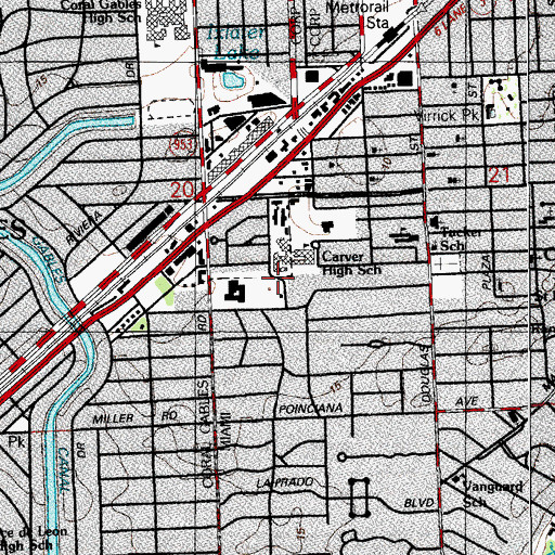 Topographic Map of Carver High School, FL