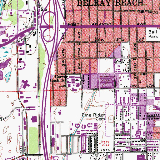 Topographic Map of Carver High School, FL