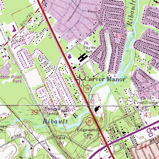 Topographic Map of Carver Manor, FL