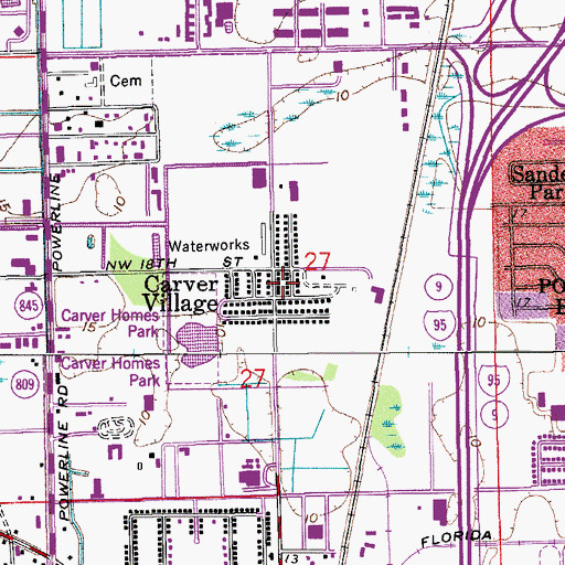 Topographic Map of Carver Village, FL