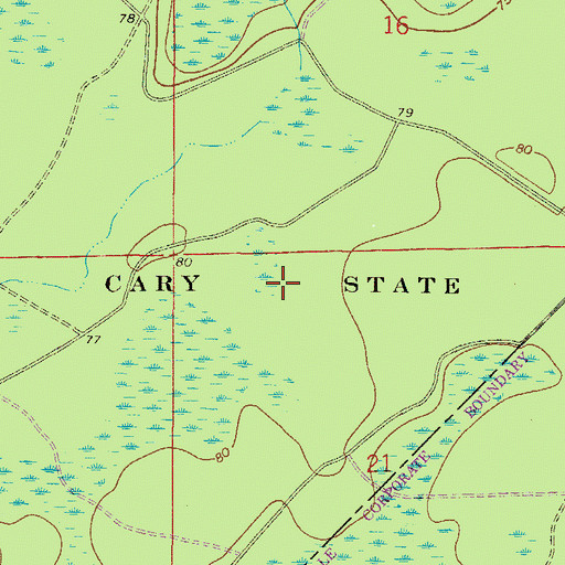 Topographic Map of Cary State Forest, FL
