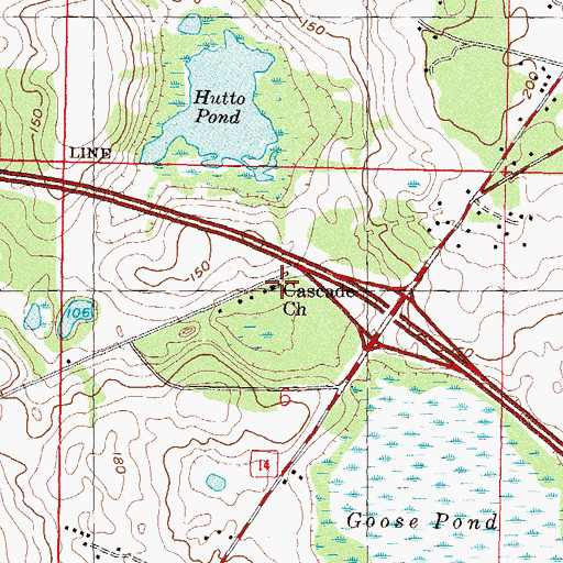Topographic Map of Cascade Church, FL