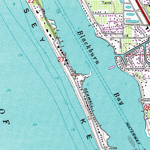 Topographic Map of Casey Key, FL