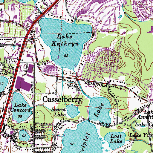 Topographic Map of Casselberry, FL