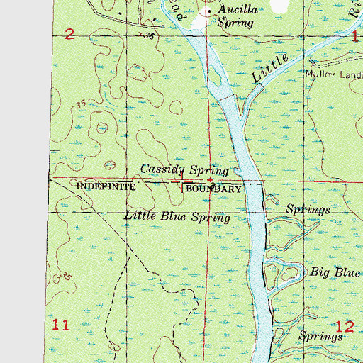Topographic Map of Cassidy Spring, FL