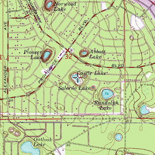 Topographic Map of Castle Lake, FL