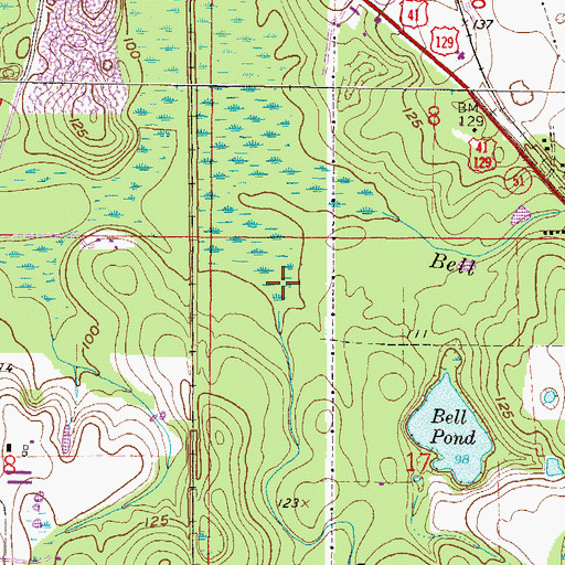 Topographic Map of Cat Creek, FL